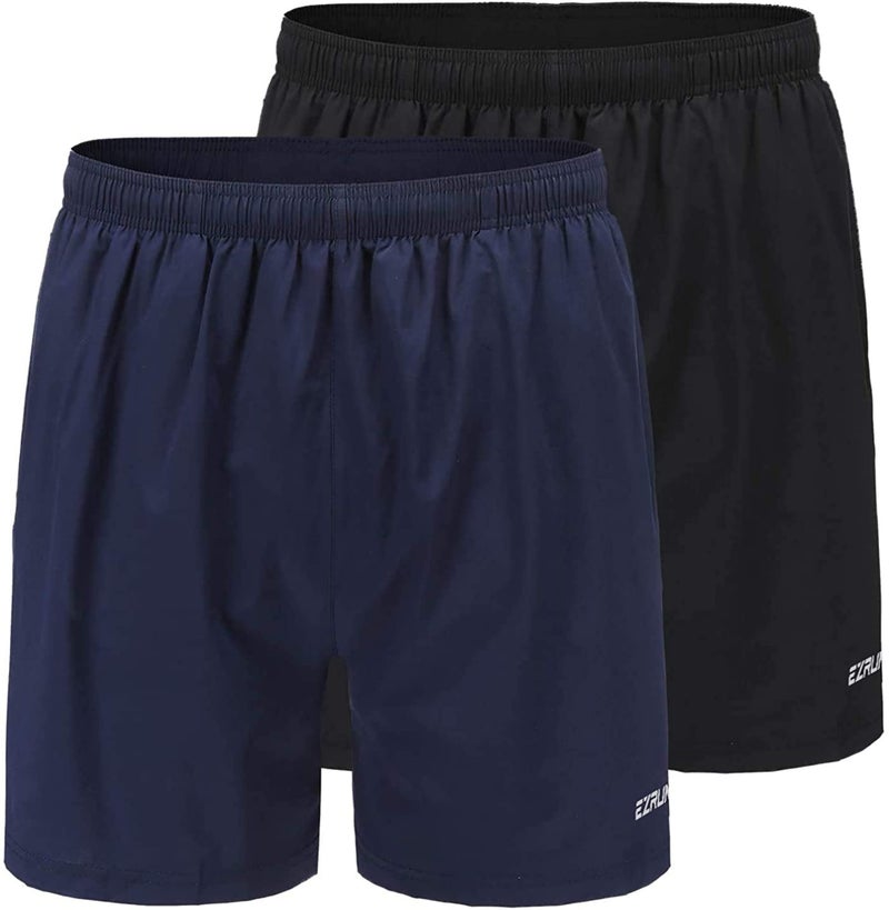 EZRUN Men's 5 Inches Running Workout Shorts Quick Dry Lightweight Athletic Shorts with Liner Zipper Pockets (2-Pack,L) - Image 1